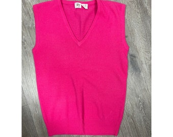 Rafferty 100% Lambswool Pullover Sleeveless Sweater Vest Pink Vtg 80's Mens Sz S