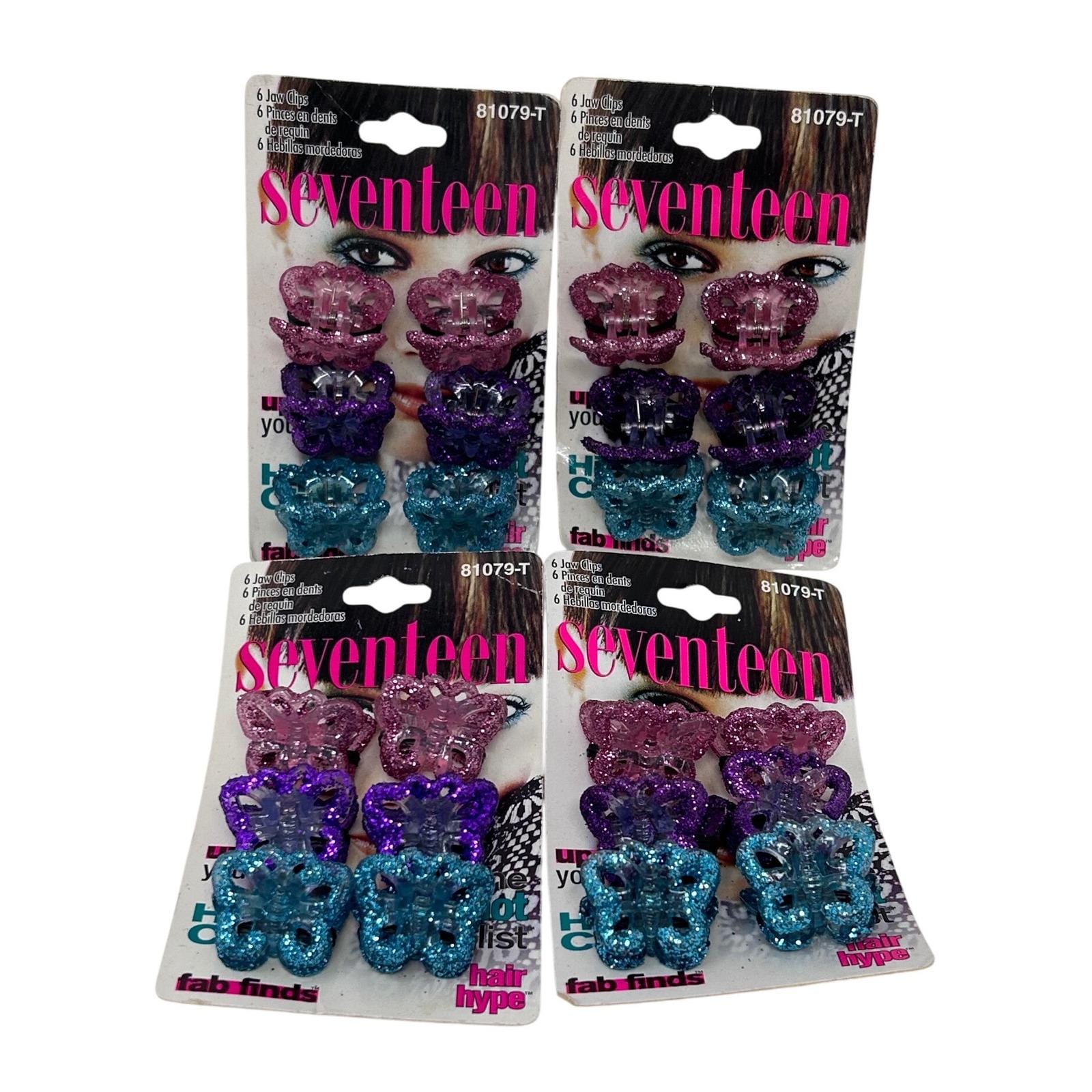 Vintage 1999 Seventeen Magazine Butterfly Glitter Hair Jaw Clips 4 Packs 81079-T 90 main image 3