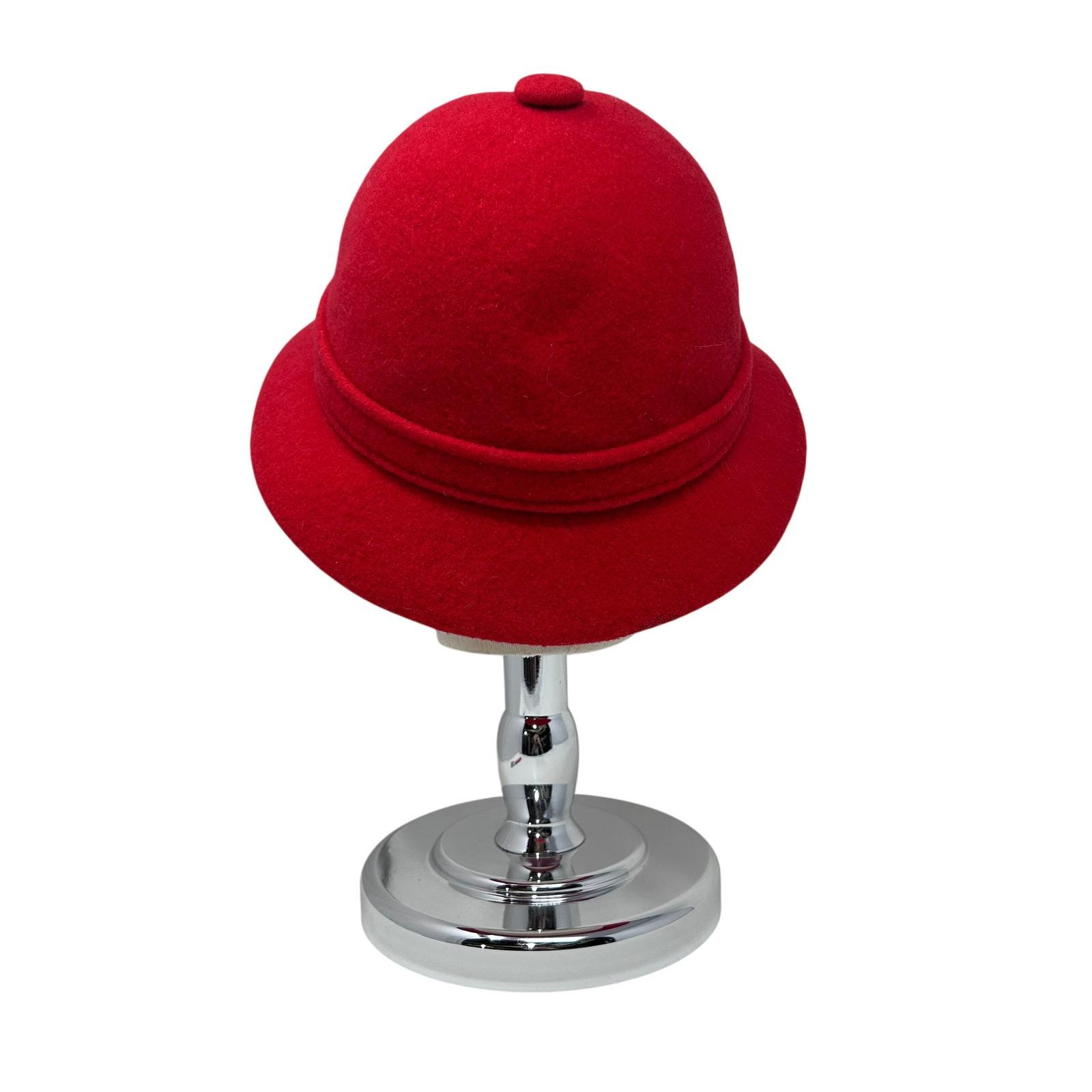 Kangol Design Red Wool Felt‎ Hat Made in England Vintage Bell Cloche Style Kangol Design Red Wool Felt Hat Made in England Vintage Bell  main image 4