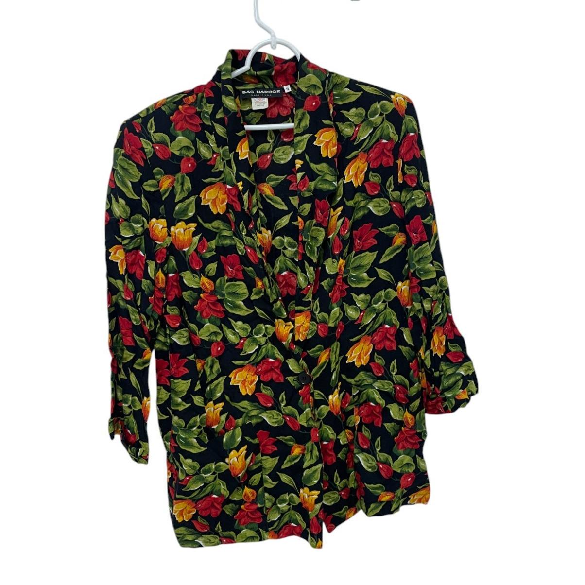 Sag Harbor Multicolor Floral Long Sleeve One-button Blazer Jacket 