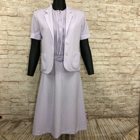 Vintage Lavender Church Dress Blazer Set Belted A… - image 1