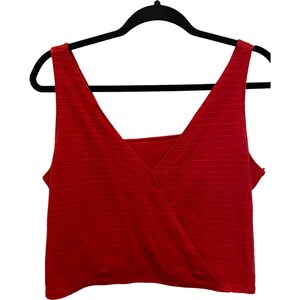 Tropical Heat Ärmelloses Top Crop Roter V-Ausschnitt Button Damengröße L Vintage