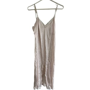 Sottoveste vintage da donna, taglia XS, con dettagli in pizzo beige, con spalline regolabili
