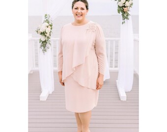 Ursula Of Switzerland Asymmetrical Wrap Pink Back Zip Dress Women's Size 12