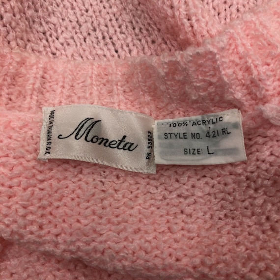 Vintage Acrylic Pink Open Sweater Cardigan Moneta… - image 6
