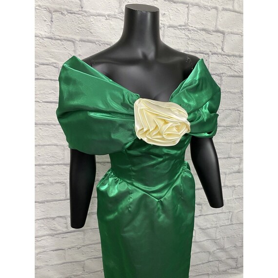 Handmade Green Metallic Prom Dress Shimmer Formal… - image 2