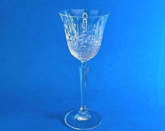 Crystal Wine Goblet Mikasa Kingsley Discontinued Pattern 1980s Diamond Cut Bowl Faceted Stem