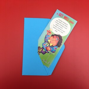Grappig Vintage Roth Get Well Card met envelop, 1970s Wacky Cartoon Card, Reliëf