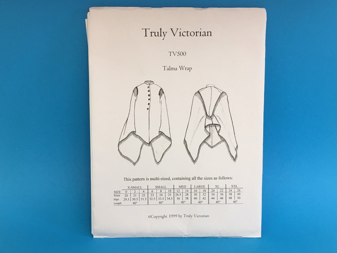Victorian Cape Sewing Pattern, Uncut, All Sizes Etsy