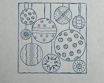 Christmas Ornaments Rubber Stamp Rubber Only 3.25”x3.25”