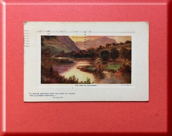 Vintage Antique Tuck's Postcard 1909 Color Image Raised Paper Frame - River Leny Escocia, Mensaje, Sello, Cancelación