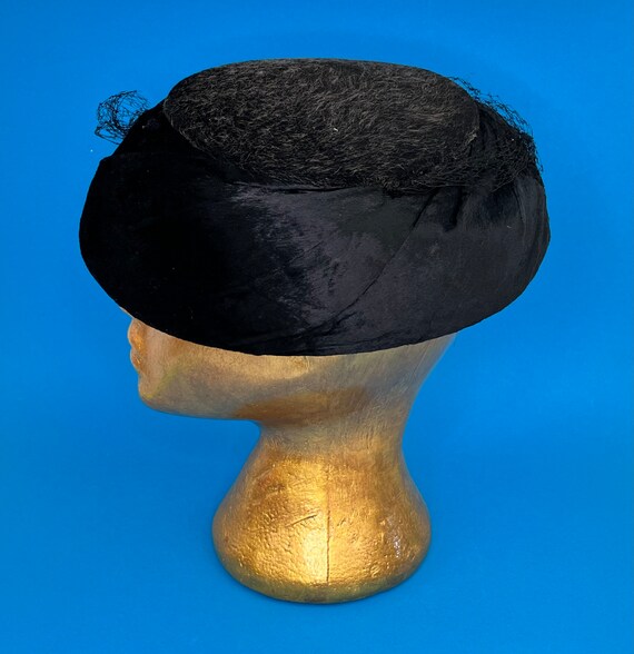 Ladies Black Cocktail Hat with Netting - image 4