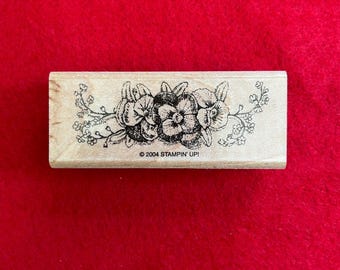 Rubber Stamp Floral Garland 3" x 1.25"