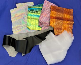 Craft Pack Vinyl and Voile: 4 Metallic Holographic and 1 Black Vinyl Pieces with 1 Large Piece of White Bridal Veil Voile