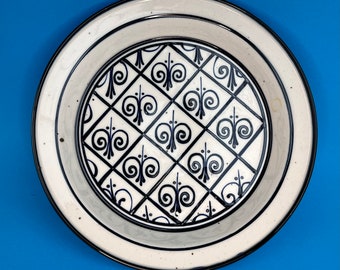 Dansk Huge 13 Inch Serving Platter Blue and White Vintage 1970s Nils Refsgaard Generations Scandinavian Design MCM Free Shipping
