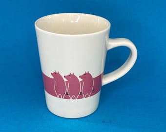 Small Mug with Three Pink Pigs Standing Up Gift Box Included Anthropomorphic Modern Cartoon Style Cheerful Fun Retro Look