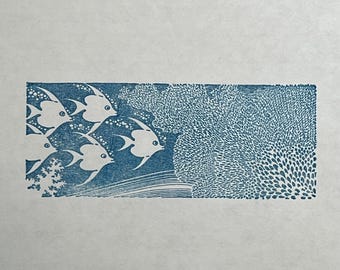 Angelfish School Rubber Stamp Rubber Only