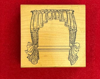 Rubber Stamp Window with Ruffled Curtain Great for Layered Images and Cutouts