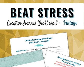 Stress Journal | Printable Journal |Mental Health |Stress relief| Worry Relief | Creative Journal |Anxiety Relief | Workbook 2 Vintage Style