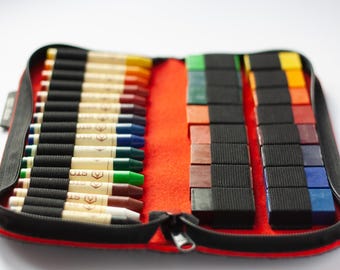 Roll-up pencil case, pencil roll, wax crayon case, Waldorf pencil case with zipper, pencil case, pencil pouch, Waldorf, Anthroposophy