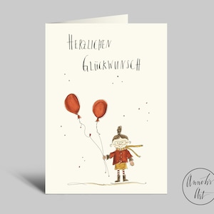 Geburtstagskarte | Mädchen mit Ballons | Herzlichen Glückwunsch | Klappkarte mit Umschlag