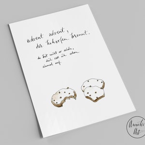 Weihnachtskarte | Advent, Advent der Keksofen brennt | leckere Plätzchen | Postkarte Weihnachtsbäckerei