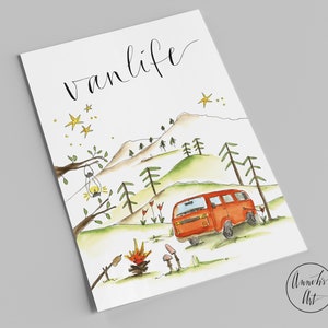 Postkarte | Vanlife | Mit dem Bulli in den Bergen