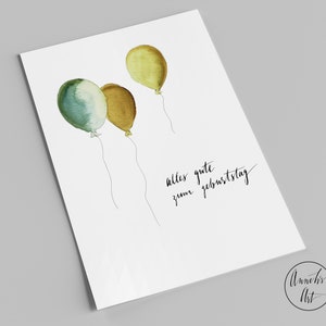 Geburtstagskarte | Alles Gute zum Geburtstag | Luftballons | Postkarte zum Geburtstag