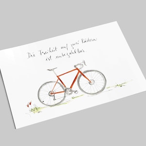 Fahrrad Postkarte | Rotes Rennrad | Die Freiheit auf zwei Rädern ist unbezahlbar  | Rennradliebe