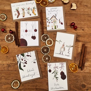 Weihnachtskarten 6er-Pack | Bunte Advents- und Weihnachtszeit | Sechs verschiedene Klappkarten zur Weihnachtszeit | mit Umschlägen