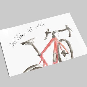Rennrad Postkarte | Fahrrad von hinten | | Das Leben ist schön | Rennradkarte für Frauen