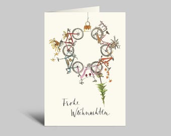 Christmas card for cyclists | Merry Christmas | Bicycle Christmas bauble | Racing bikes and ornaments | Folded card A6