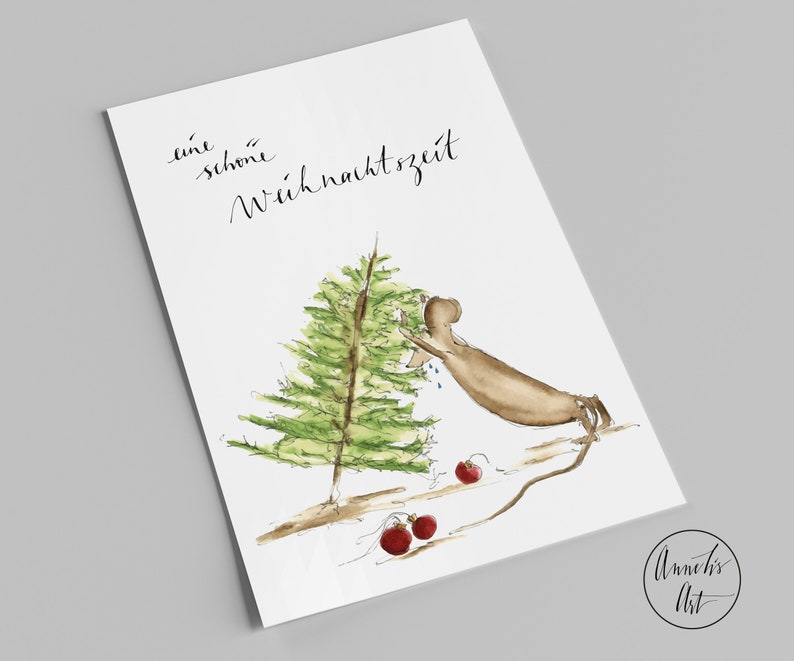 Weihnachtskarten 5er Set Aquarell-Karten zur Weihnachtszeit Frohe Adventszeit Schöne Weihnachtszeit verschiedene Motive Sparpaket Bild 7