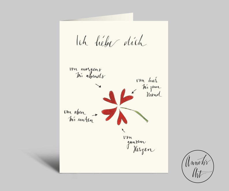 Valentinstagskarte Liebeskarte mit Kleeblatt der Liebe Klappkarte auf Designpapier Bild 1