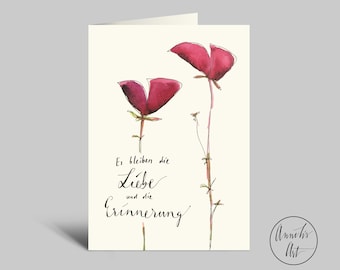 Watercolor sympathy card | Love and memories remain Folding card DIN A6