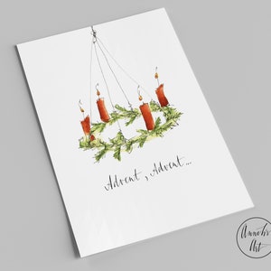 Christmas card | Advent wreath | Advent, Advent... | Advent card | four candles for Advent