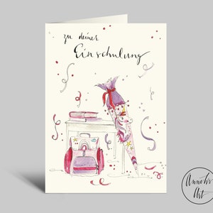 Klappkarte zur Einschulung | Einhornschultüte | Zu deiner Einschulung | Schulanfangskarte mit Umschlag