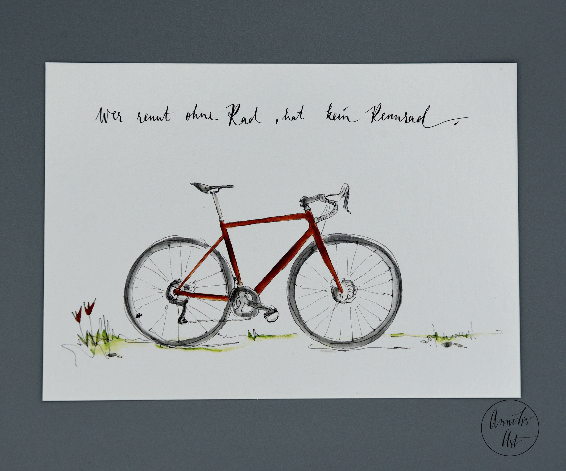 Postkarte Rennrad mit Spruch Wer rennt ohne Rad hat Etsy