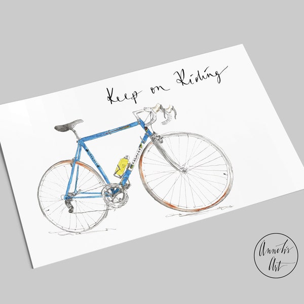 Fahrrad Postkarte | Colnago Rennrad mit Spruch | Keep on Riding | Rennradliebe