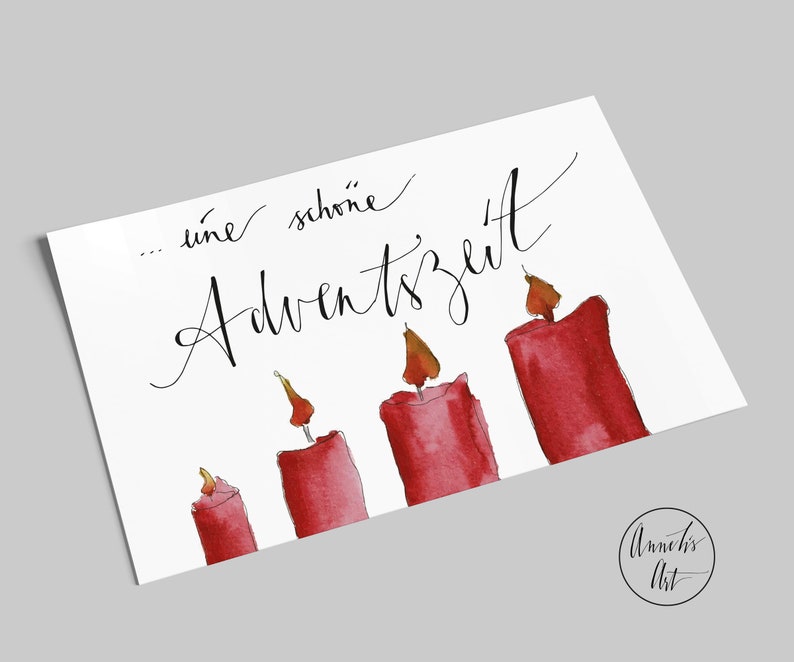 Weihnachtskarten 5er Set Aquarell-Karten zur Weihnachtszeit Frohe Adventszeit Schöne Weihnachtszeit verschiedene Motive Sparpaket Bild 6