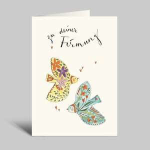 Aquarellkarte zur Firmung | Bunte Vögel mit Muster  | Zu deiner Firmung | Klappkarte DIN A6 | mit Umschlag