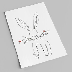 Osterkarte | One-line drawing Osterhase | Postkarte zu Ostern| Karte Ostergrüße | Happy Easter | Ostergrüße