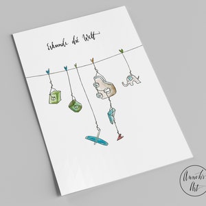 Postkarte zur Geburt mit Spruch - Erkunde die Welt