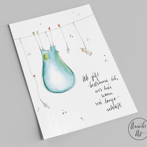 Postkarte zur Geburt | witzige Karte zur Geburt | Ab jetzt bestimme ich, wer hier wann wie lange schläft