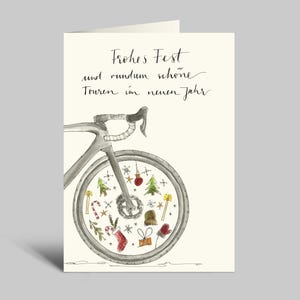 Weihnachtskarte für Rennradfahrer | Frohes Fest und rundum schöne Touren im neuen Jahr | Weihnachtsdeko in Rad | Klappkarte A6