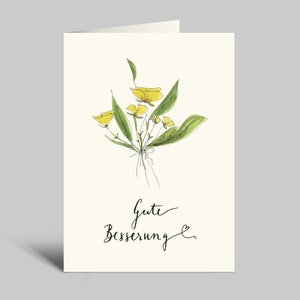 Genesungskarte | Gute Besserung | gelber Blumenstrauß | Klappkarte mit Umschlag