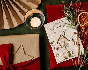 Magical Christmas Time | Christmas Card | Cozy Home | Folded Card with Envelope for Advent