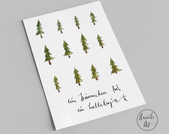 Weihnachtskarte | Tannenbäume | ein Bäumchen für ein Halleluja | winterliche Postkarte