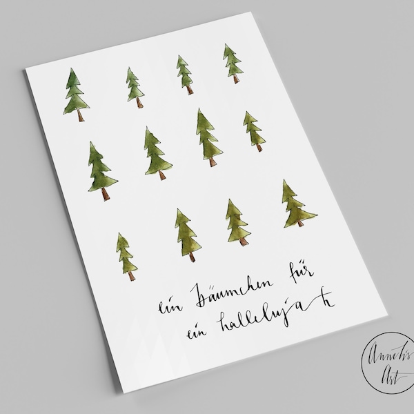 Weihnachtskarte | Tannenbäume | ein Bäumchen für ein Halleluja | winterliche Postkarte