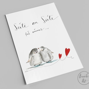 Love card with saying | Side by side - forever | Postcard for love | Valentine's Day card
